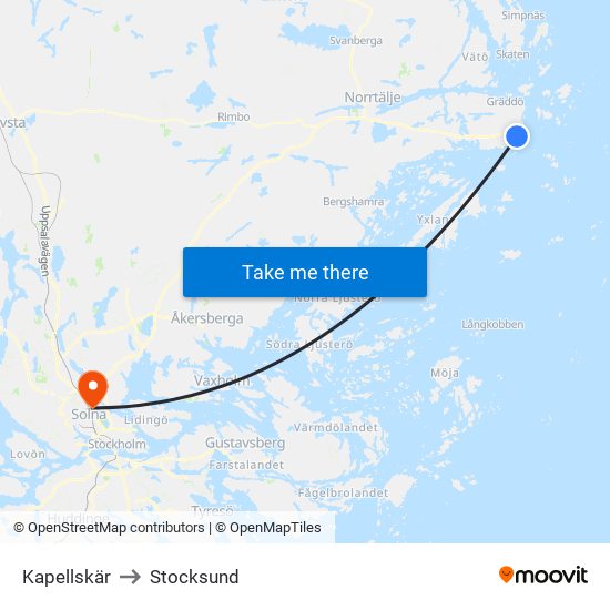 Kapellskär to Stocksund map