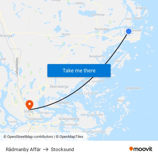 Rådmanby Affär to Stocksund map