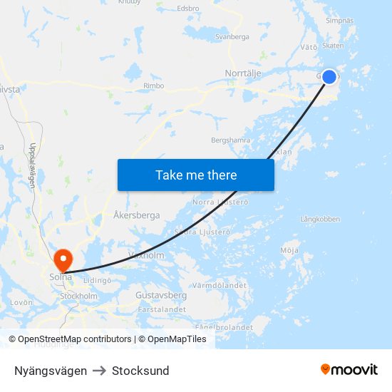 Nyängsvägen to Stocksund map