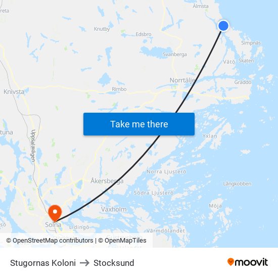 Stugornas Koloni to Stocksund map