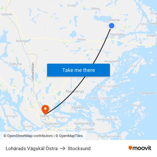 Lohärads Vägskäl Östra to Stocksund map