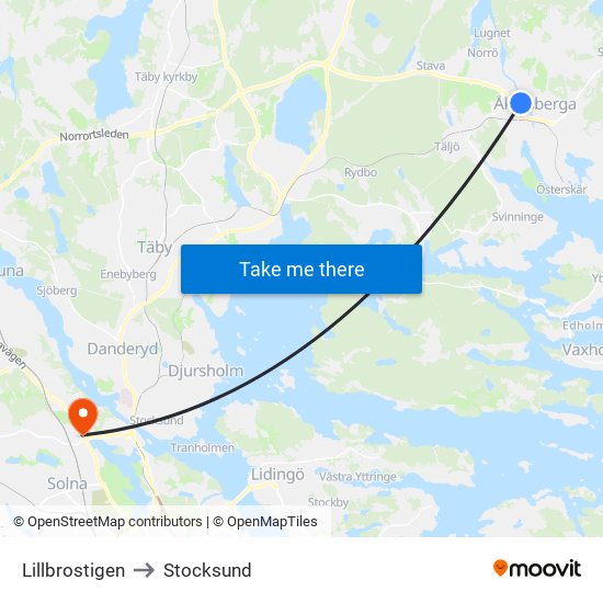 Lillbrostigen to Stocksund map