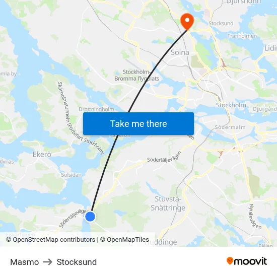 Masmo to Stocksund map