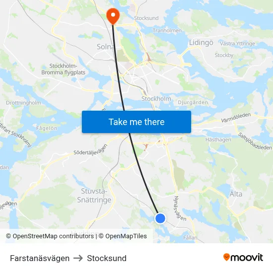 Farstanäsvägen to Stocksund map