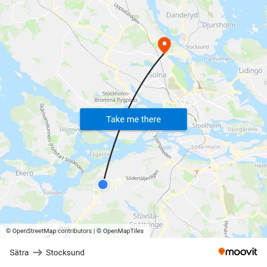 Sätra to Stocksund map