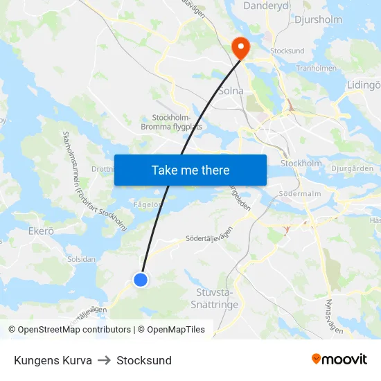 Kungens Kurva to Stocksund map