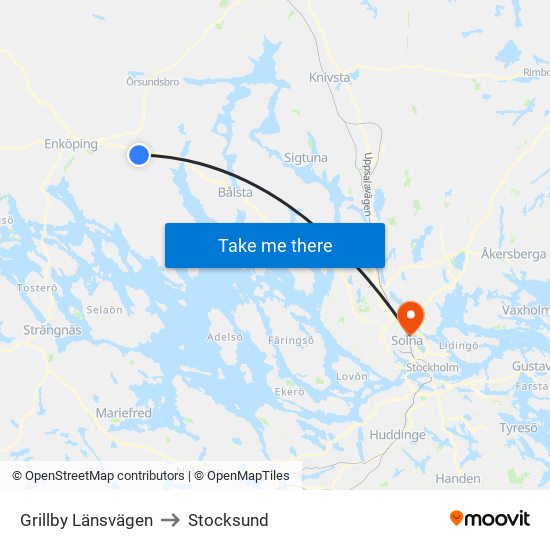 Grillby Länsvägen to Stocksund map