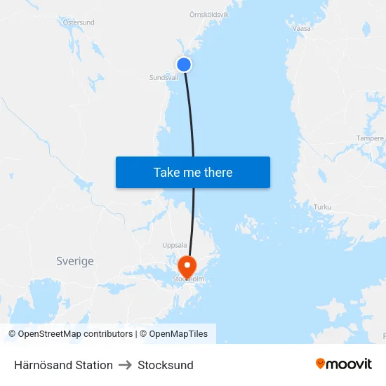Härnösand Station to Stocksund map
