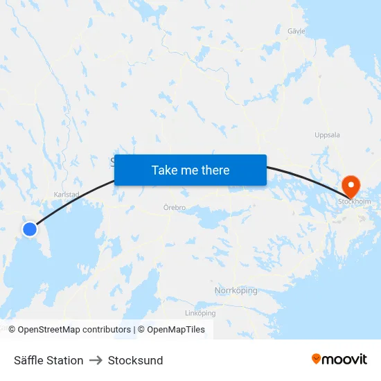 Säffle Station to Stocksund map