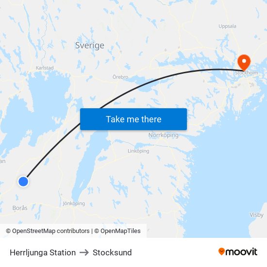 Herrljunga Station to Stocksund map