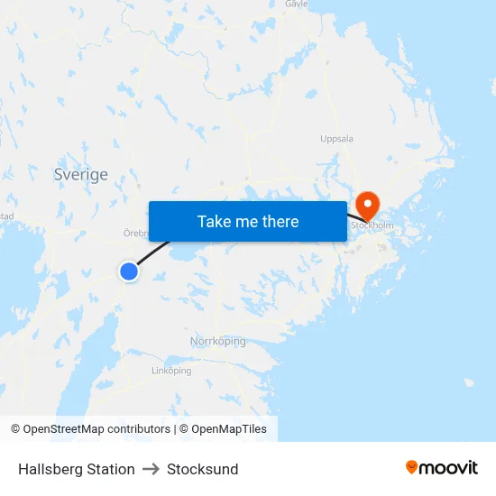 Hallsberg Station to Stocksund map