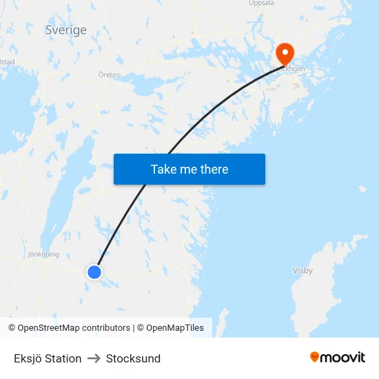 Eksjö Station to Stocksund map