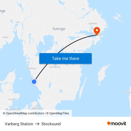 Varberg Station to Stocksund map