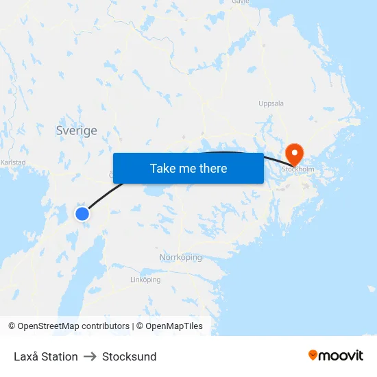 Laxå Station to Stocksund map