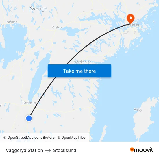 Vaggeryd Station to Stocksund map