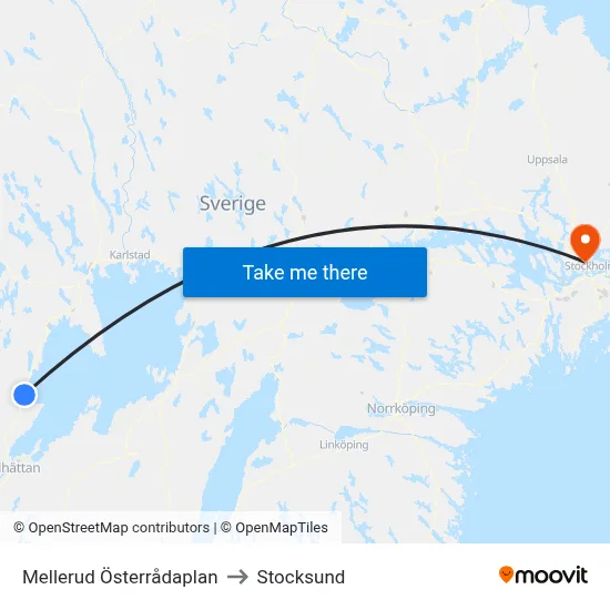 Mellerud Österrådaplan to Stocksund map