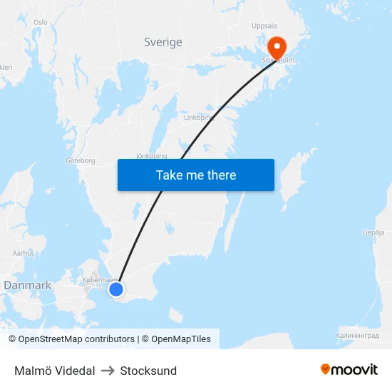 Malmö Videdal to Stocksund map