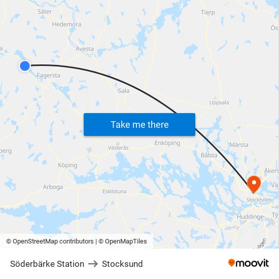 Söderbärke Station to Stocksund map