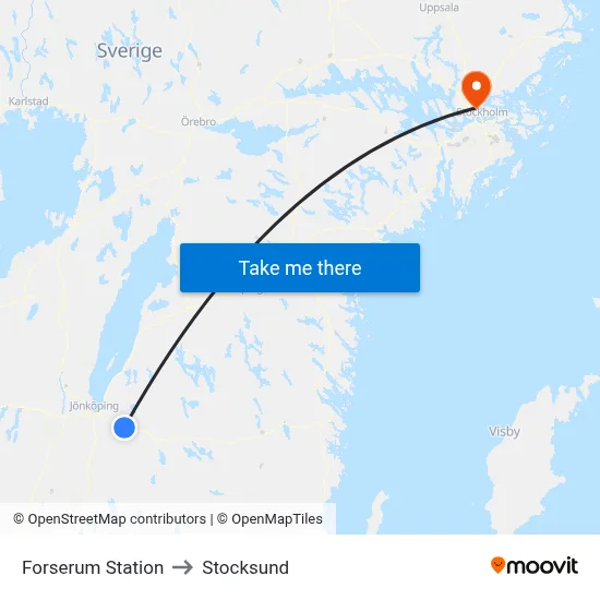 Forserum Station to Stocksund map