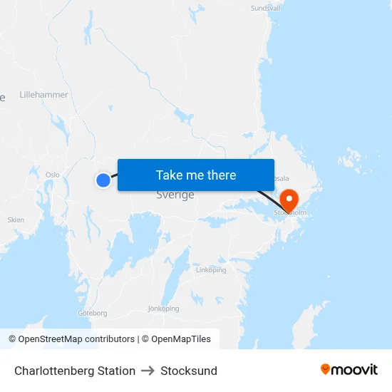 Charlottenberg Station to Stocksund map