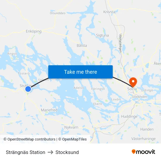 Strängnäs Station to Stocksund map