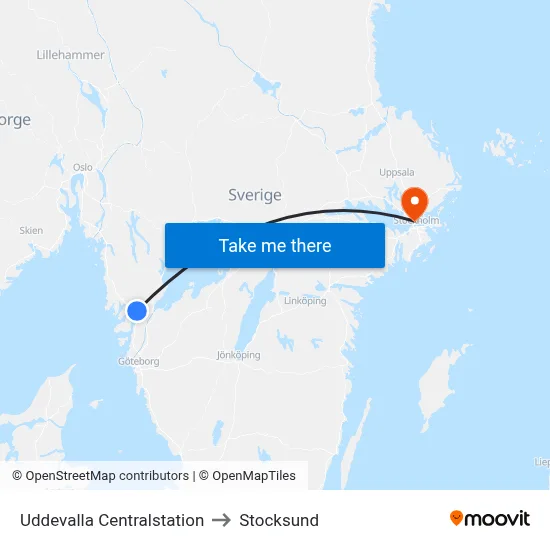 Uddevalla Centralstation to Stocksund map