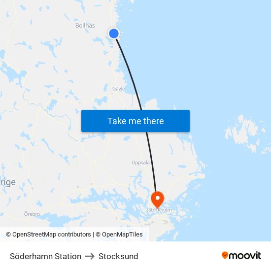 Söderhamn Station to Stocksund map