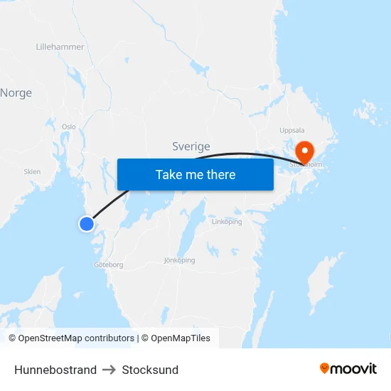 Hunnebostrand to Stocksund map