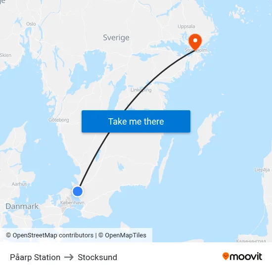Påarp Station to Stocksund map