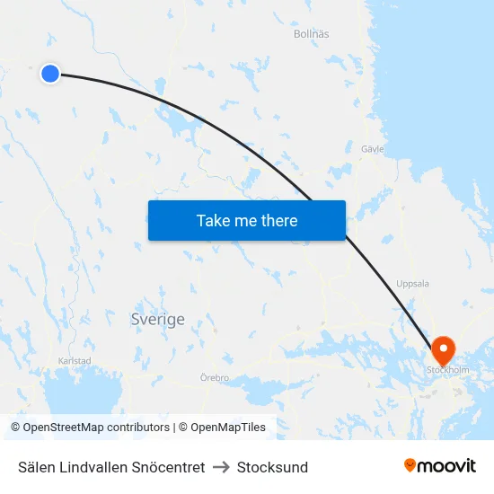 Sälen Lindvallen Snöcentret to Stocksund map