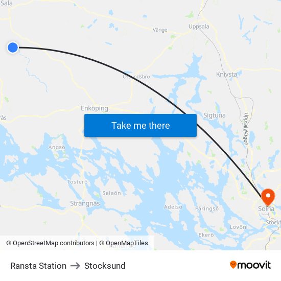 Ransta Station to Stocksund map