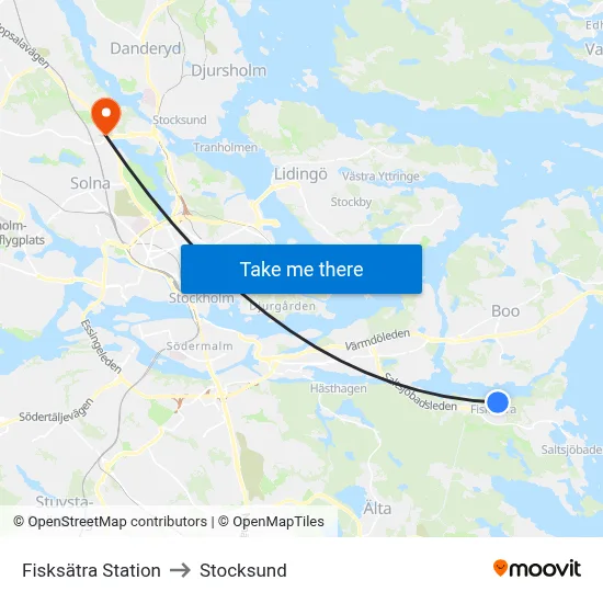 Fisksätra Station to Stocksund map