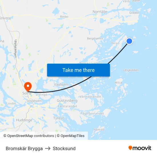 Bromskär Brygga to Stocksund map