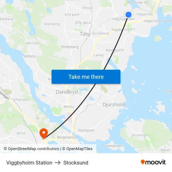 Viggbyholm Station to Stocksund map