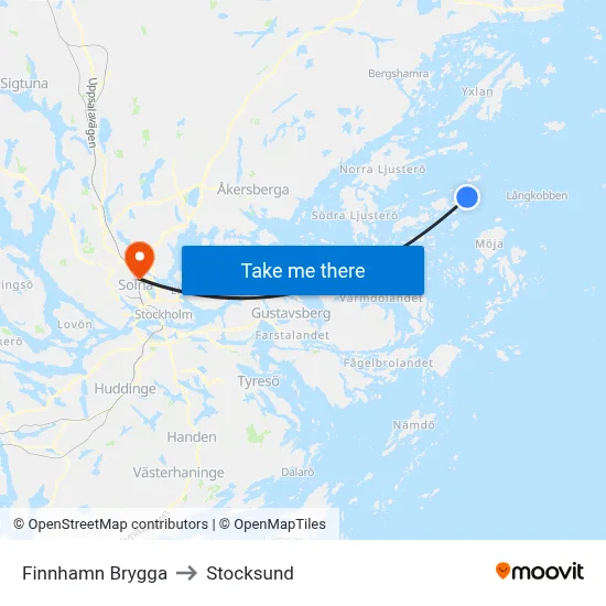 Finnhamn Brygga to Stocksund map