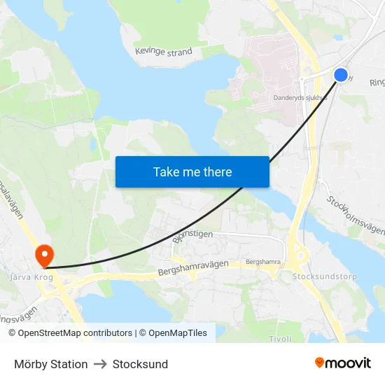 Mörby Station to Stocksund map