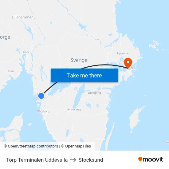 Torp Terminalen Uddevalla to Stocksund map
