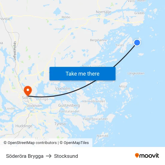 Söderöra Brygga to Stocksund map