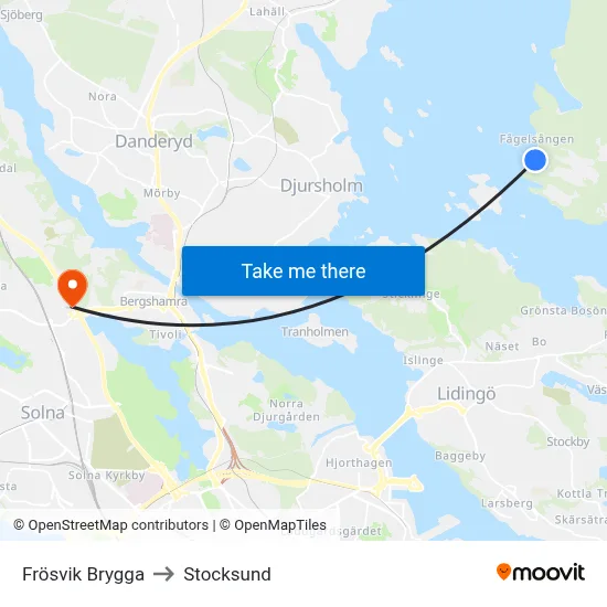 Frösvik Brygga to Stocksund map