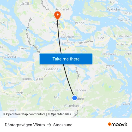 Dåntorpsvägen Västra to Stocksund map