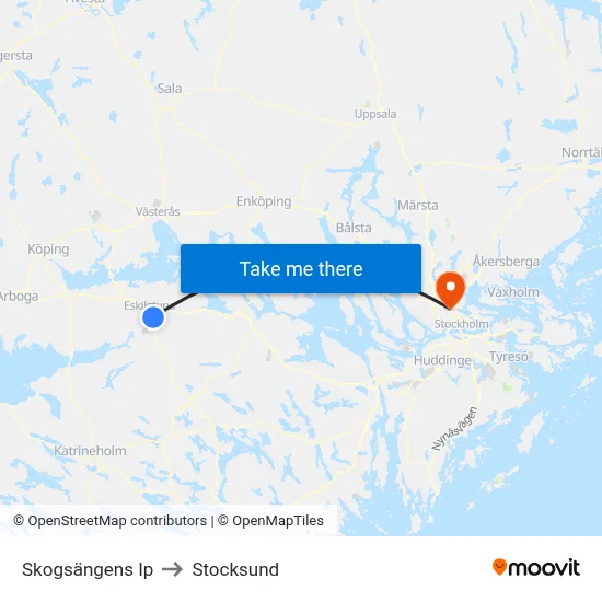 Skogsängens Ip to Stocksund map