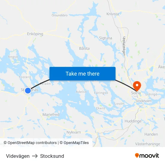 Videvägen to Stocksund map