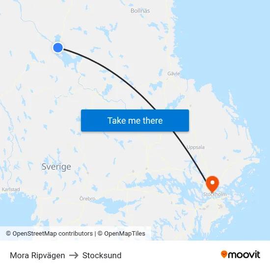 Mora Ripvägen to Stocksund map