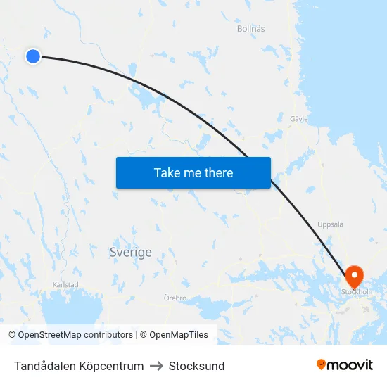 Tandådalen Köpcentrum to Stocksund map