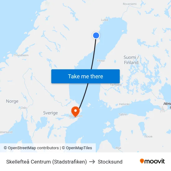 Skellefteå Centrum (Stadstrafiken) to Stocksund map