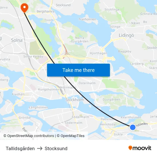 Tallidsgården to Stocksund map