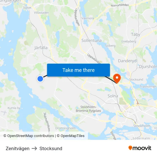 Zenitvägen to Stocksund map
