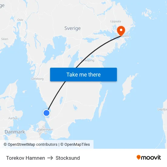 Torekov Hamnen to Stocksund map
