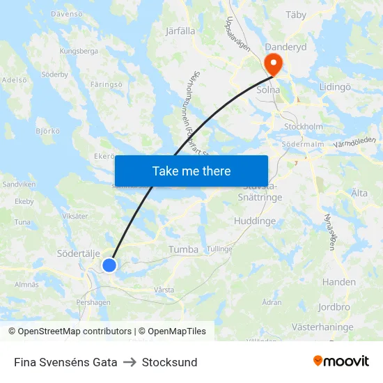 Fina Svenséns Gata to Stocksund map