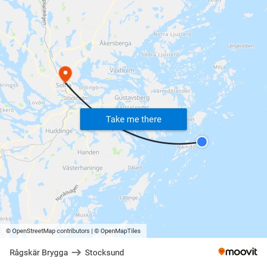 Rågskär Brygga to Stocksund map